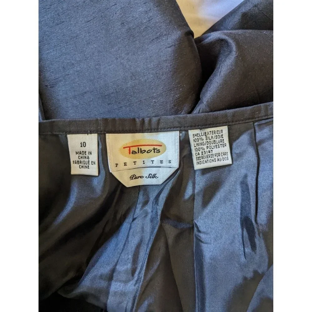 Talbots‎ Womens Silk Trouser Pants High Rise Straight Leg Black Size 10 Petite